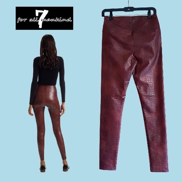 7 FOR ALL MANKIND NEW Crocodile Faux Leather High Rise Legging XS - Picture 8 of 11